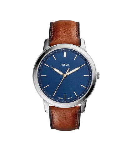 Montre FOSSIL Minimalist Acier Bleu cuir brun - MONTRES -FS5304