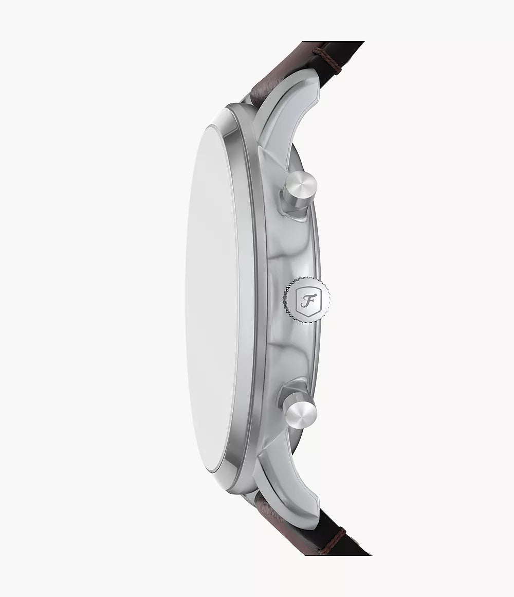 Montre FOSSIL Neutra chronographe Acier Gris Cuir marron - MONTRES - FS6129