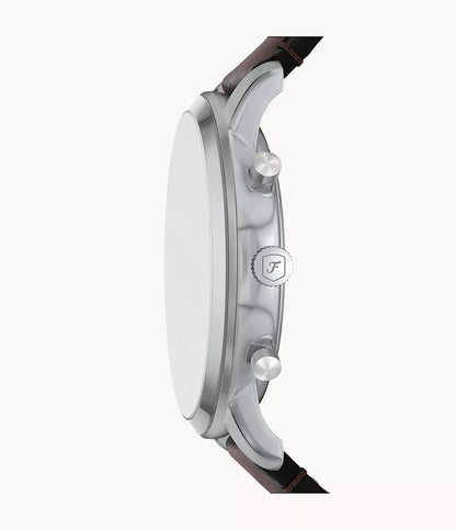 Montre FOSSIL Neutra chronographe Acier Gris Cuir marron - MONTRES - FS6129