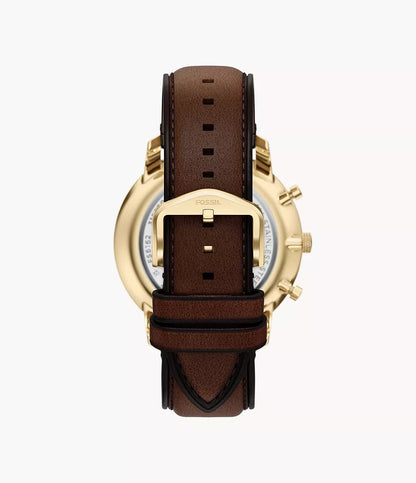 Montre FOSSIL Neutra Chronographe Dorée Gris Bleu cuir marron - MONTRES - FS6162