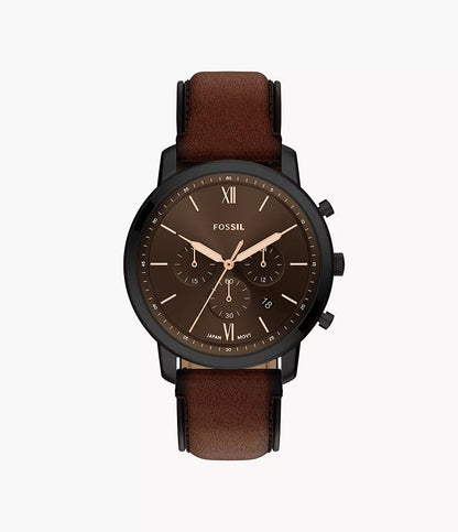 Montre FOSSIL Neutra Chronographe Noire cuir marron - MONTRES - FS6163
