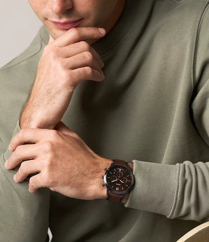 Montre FOSSIL Neutra Chronographe Noire cuir marron - MONTRES - FS6163