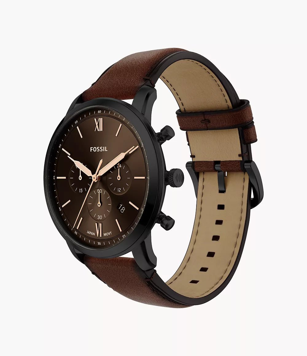 Montre FOSSIL Neutra Chronographe Noire cuir marron - MONTRES - FS6163