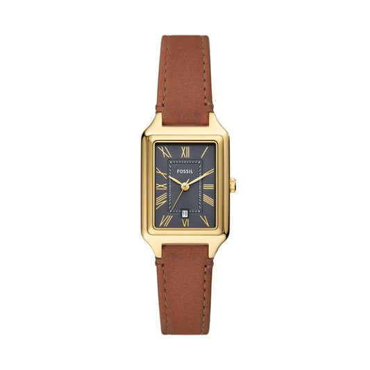 Montre FOSSIL Raquel dorée cuir brun - Fossil - Bijouterie TAMARA