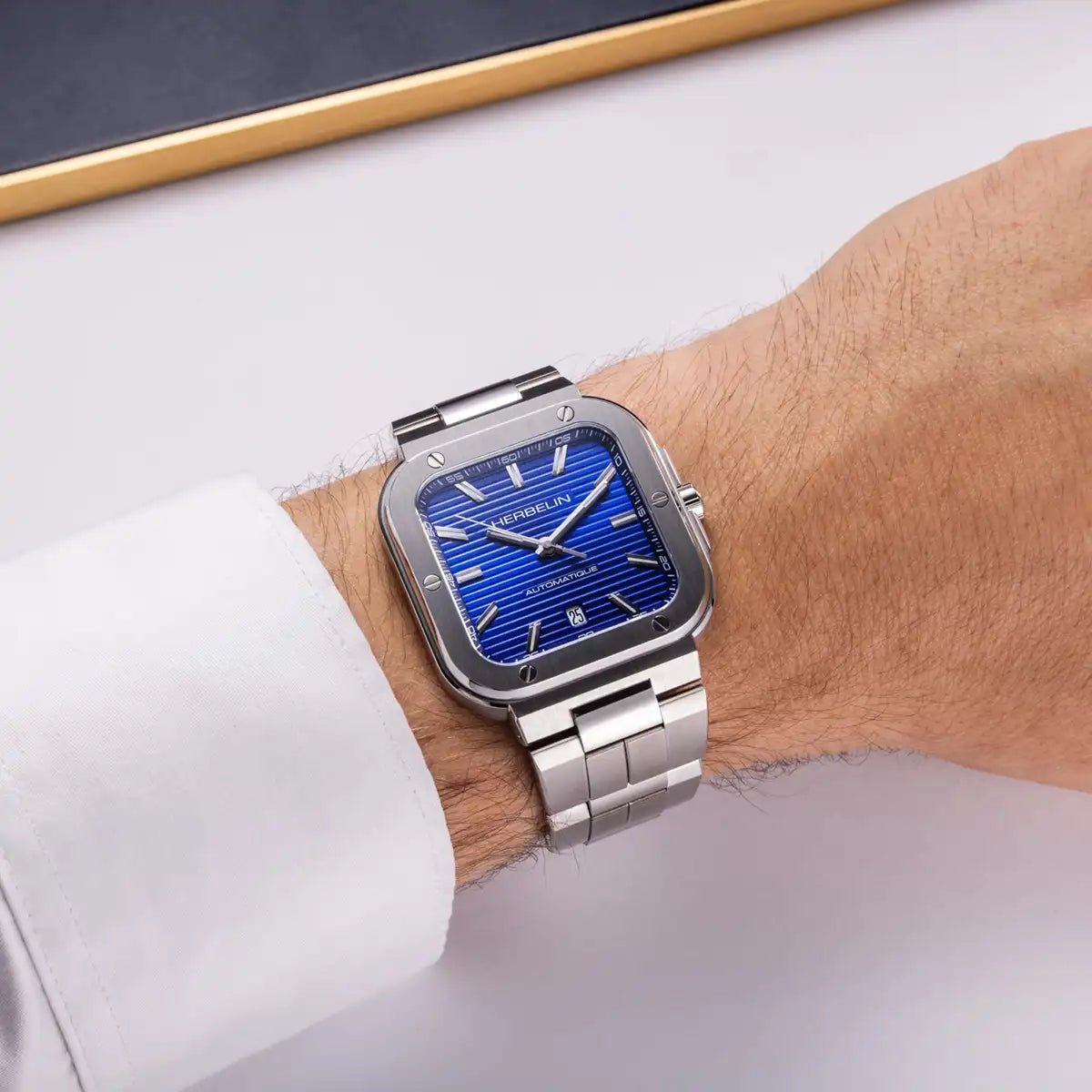 Montre HERBELIN Cap Camarat Square Automatique Acier Bleu - Herbelin - Bijouterie TAMARA