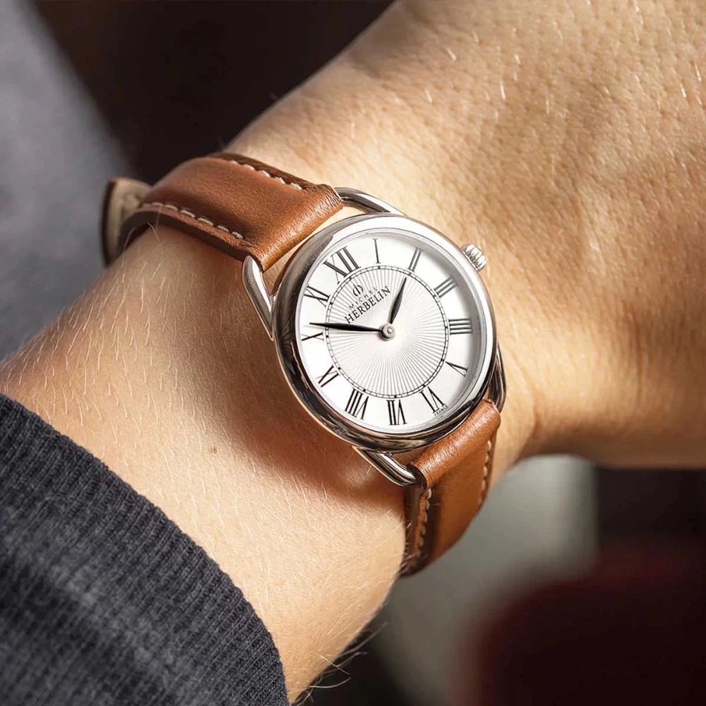 Montre HERBELIN Equinoxe Femme quartz cuir marron – Bijouterie TAMARA