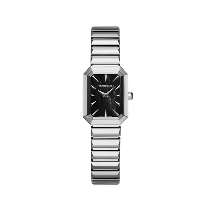 Montre HERBELIN Femme Octogône Acier nacre noir - Bijouterie TAMARA