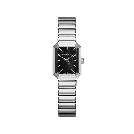 Montre HERBELIN Femme Octogône Acier nacre noir - Bijouterie TAMARA