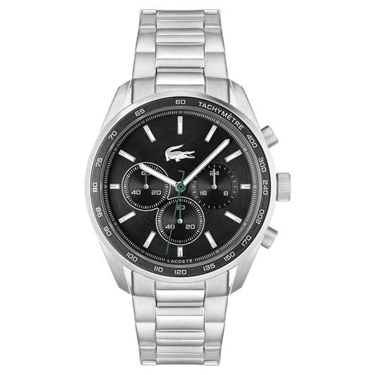 Montre LACOSTE Boston Chrono homme acier noir - Lacoste - Bijouterie TAMARA