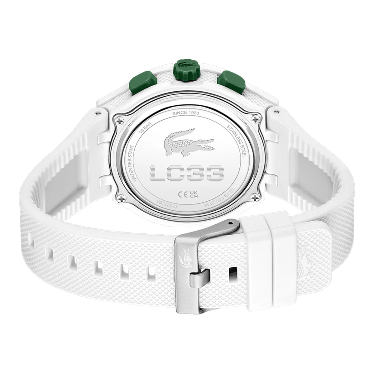 Montre LACOSTE LC33 Homme Blanc vert silicone - Bijouterie TAMARA