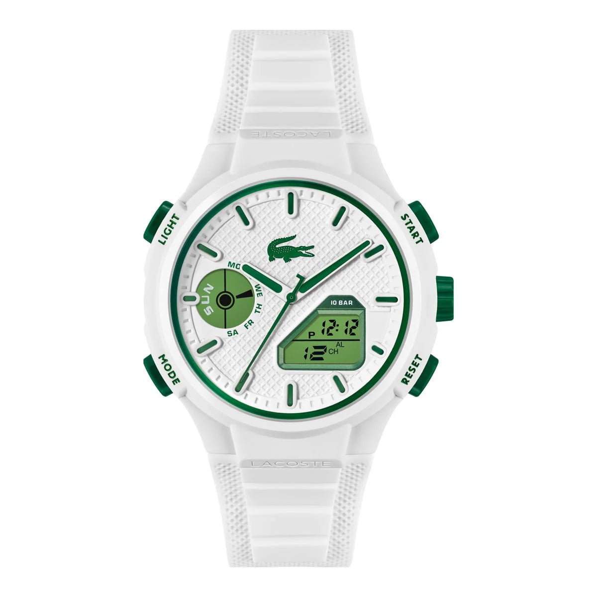 Montre LACOSTE LC33 Homme Blanc vert silicone - Bijouterie TAMARA