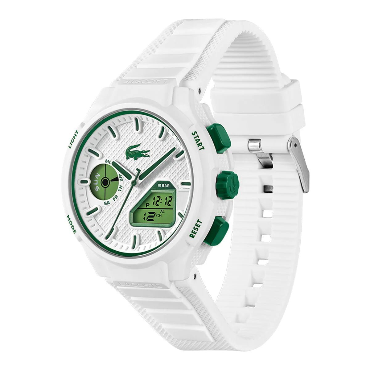 Montre LACOSTE LC33 Homme Blanc vert silicone - Bijouterie TAMARA