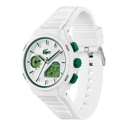 Montre LACOSTE LC33 Homme Blanc vert silicone - Bijouterie TAMARA