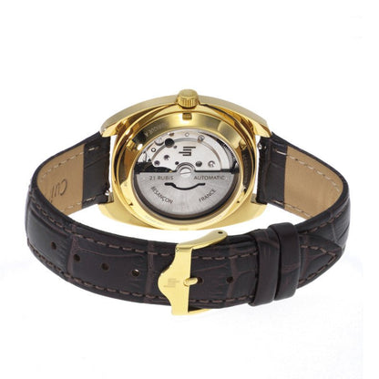 Montre LIP De Gaulle Automatique Doré Argent Cuir Marron - MONTRES - 671881