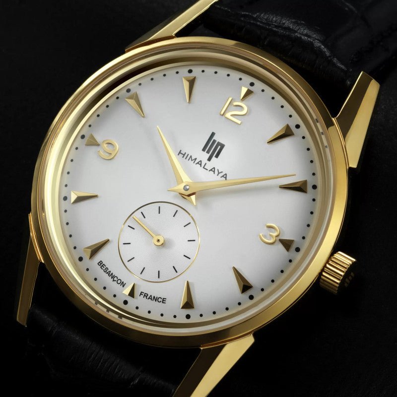 Montre LIP Himalaya 35mm Dorée cuir noir - LIP - Bijouterie TAMARA