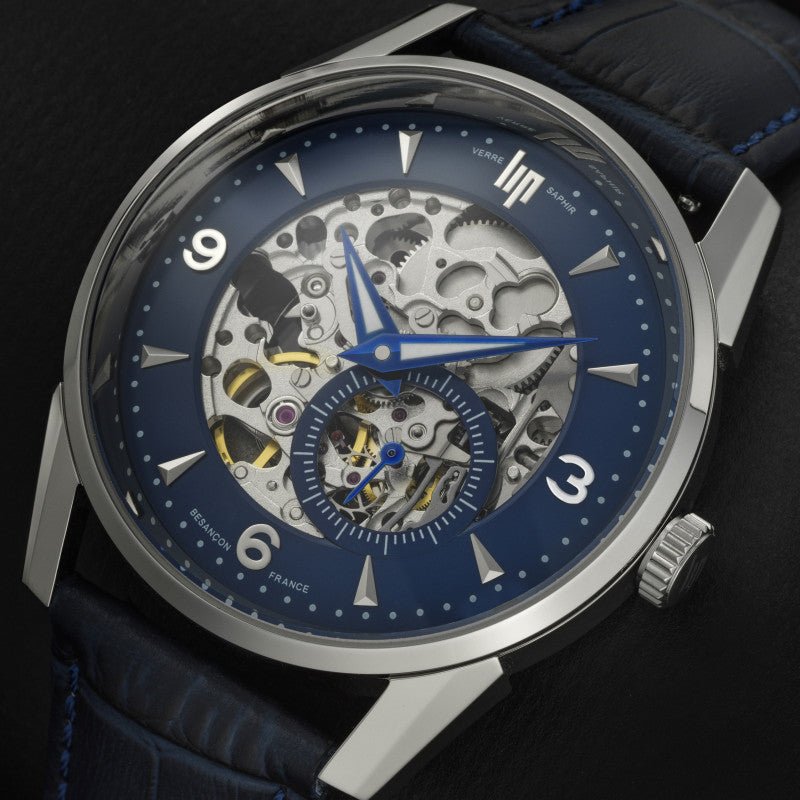 Montre LIP Himalaya automatique squelette Bleu Cuir Bleu foncé - MONTRES -671725