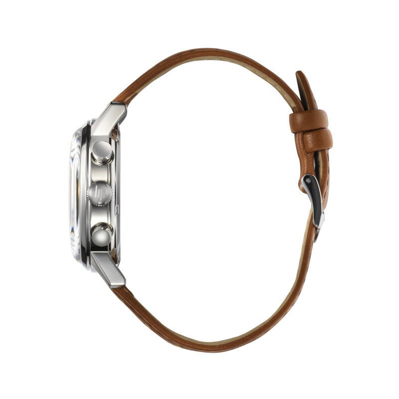 Montre LIP Rallye Chrono Méca - quartz Noir Cuir marron - MONTRES - 671826