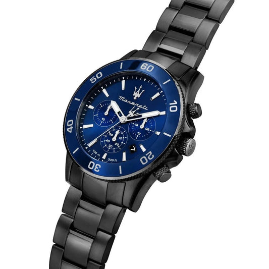 Montre Maserati Competizione Chrono Acier Noire Bleue - Maserati - Bijouterie TAMARA