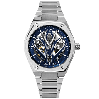 Montre Pierre LANNIER ARDENT Acier Squellette Bleu - MONTRES -324D161
