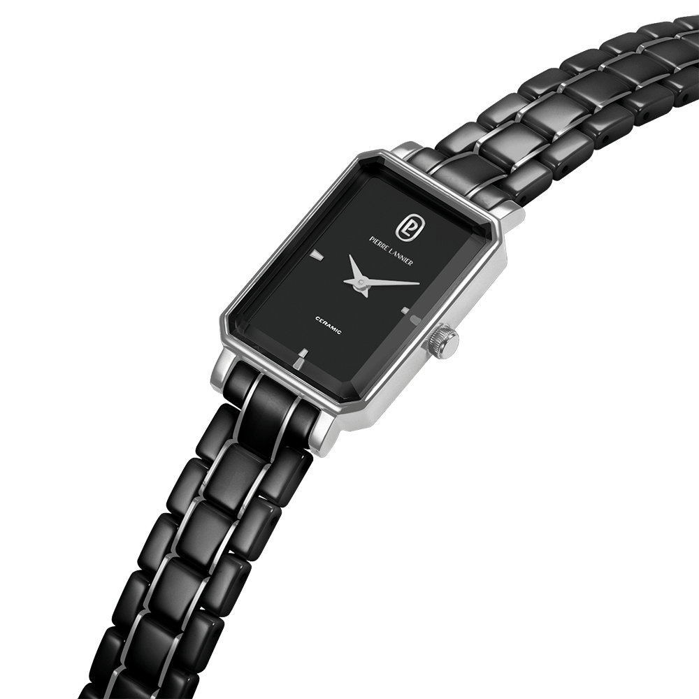 Montre Pierre LANNIER ARIANE Acier Céramique noire - MONTRES -084K839