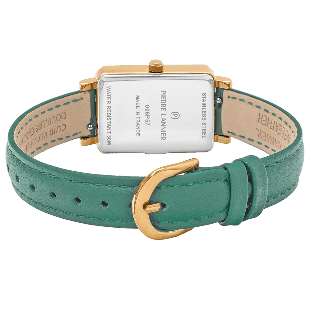 Montre Pierre LANNIER ARIANE Doré Vert Cuir vert - Bijouterie TAMARA