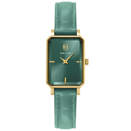 Montre Pierre LANNIER ARIANE Doré Vert Cuir vert - Bijouterie TAMARA