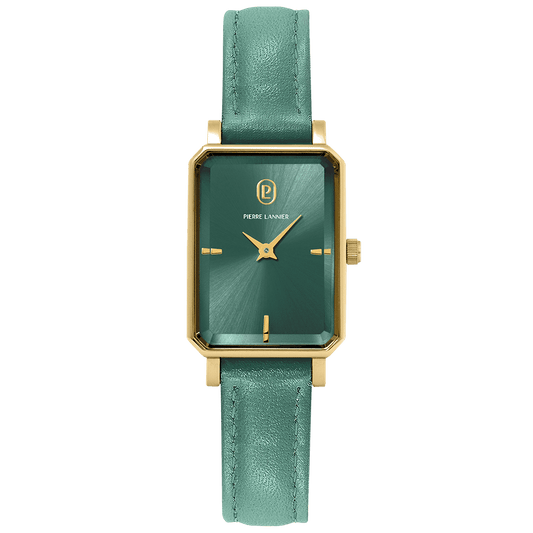 Montre Pierre LANNIER ARIANE Doré Vert Cuir vert - Bijouterie TAMARA