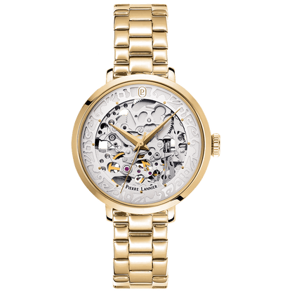 Montre Pierre LANNIER AUTOMATIC Femme Doré Squelette blanc doré - Bijouterie TAMARA