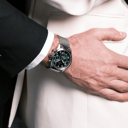 Montre Pierre LANNIER AVIATEUR Multifonction Acier Vert Maille milanaise - MONTRES - 257H171