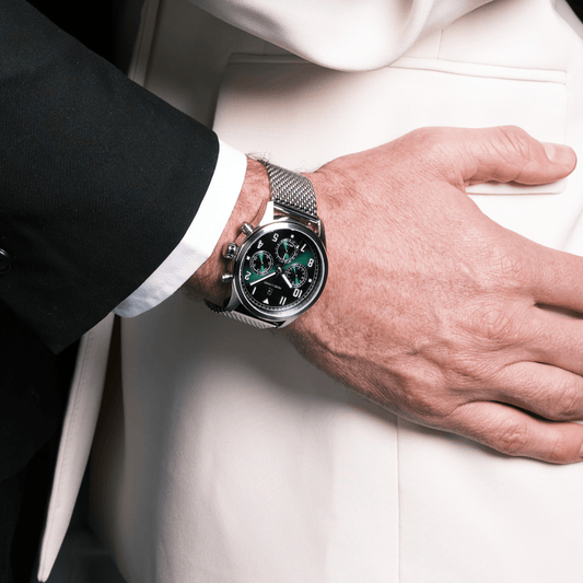 Montre Pierre LANNIER AVIATEUR Multifonction Acier Vert Maille milanaise - MONTRES - 257H171