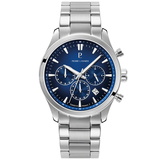 Montre Pierre LANNIER BOULEVARD Multifonction Acier Bleu - MONTRES -221G161