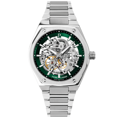 Montre Pierre LANNIER COPILOTE Acier Squellette Vert Acier - MONTRES - 308G171