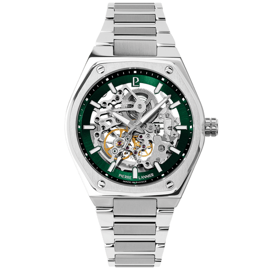 Montre Pierre LANNIER COPILOTE Acier Squellette Vert Acier - MONTRES - 308G171