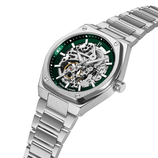 Montre Pierre LANNIER COPILOTE Acier Squellette Vert Acier - MONTRES - 308G171
