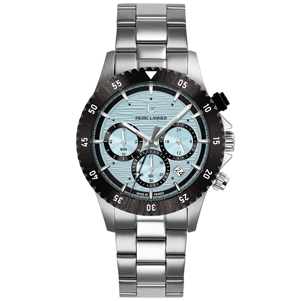 Montre Pierre LANNIER DECIMA Chrono Acier Bleu glacier - MONTRES -211K191