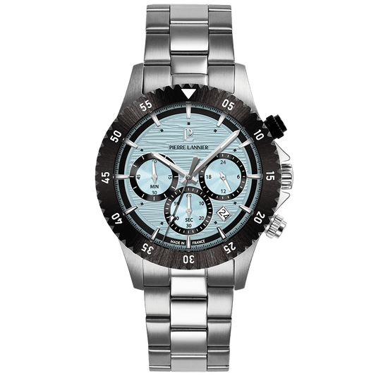 Montre Pierre LANNIER DECIMA Chrono Acier Bleu glacier - MONTRES -211K191