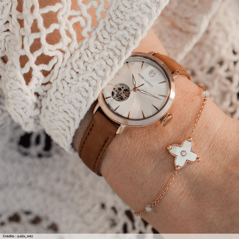 Montre Pierre LANNIER Femme Auto SOLINE Doré cuir Brun - MONTRES -139L524