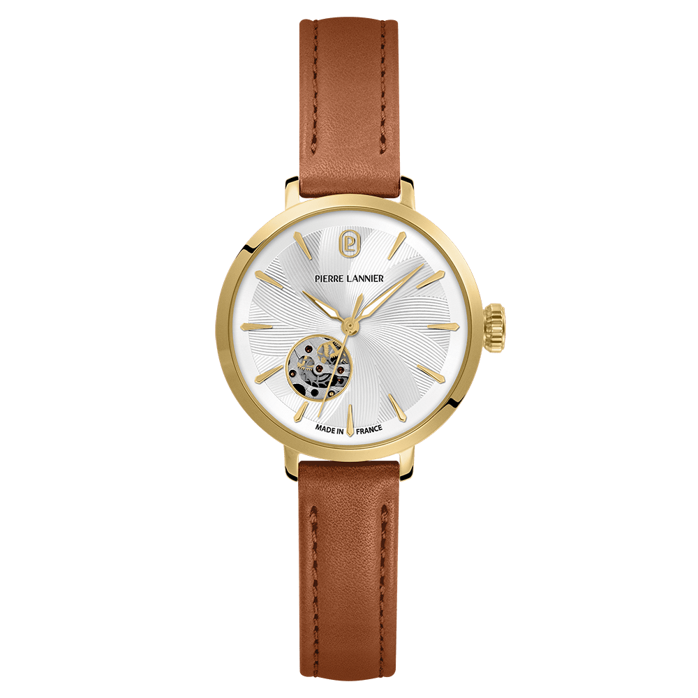 Montre Pierre LANNIER Femme Auto SOLINE Doré cuir Brun - MONTRES -139L524