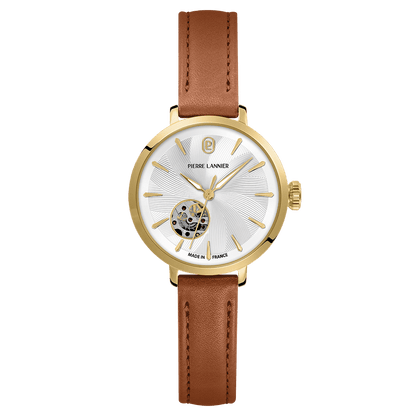 Montre Pierre LANNIER Femme Auto SOLINE Doré cuir Brun - MONTRES -139L524