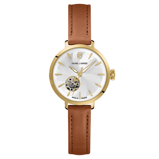 Montre Pierre LANNIER Femme Auto SOLINE Doré cuir Brun - MONTRES -139L524