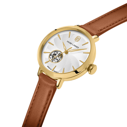 Montre Pierre LANNIER Femme Auto SOLINE Doré cuir Brun - MONTRES -139L524