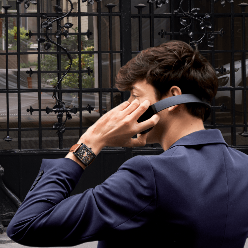 Montre Pierre Lannier Homme HECTOR automatique Acier Noir cuir Brun - MONTRES - 339A434