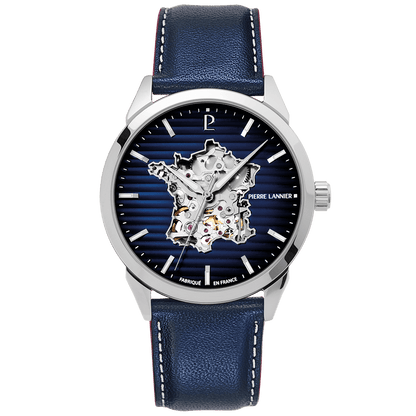 Montre Pierre Lannier Homme MONARCK France Acier Bleu Cuir Bleu - MONTRES -316F166