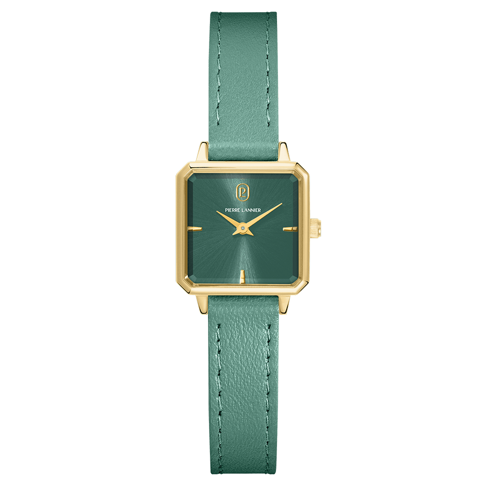 Montre Pierre LANNIER LEONOR Dorée Vert Cuir Vert - MONTRES - 072J577