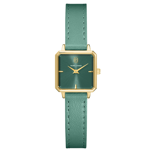 Montre Pierre LANNIER LEONOR Dorée Vert Cuir Vert - MONTRES - 072J577