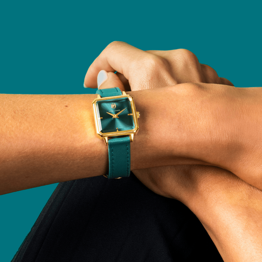 Montre Pierre LANNIER LEONOR Dorée Vert Cuir Vert - MONTRES - 072J577