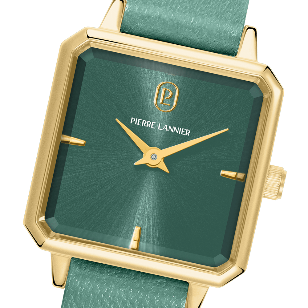 Montre Pierre LANNIER LEONOR Dorée Vert Cuir Vert - MONTRES - 072J577