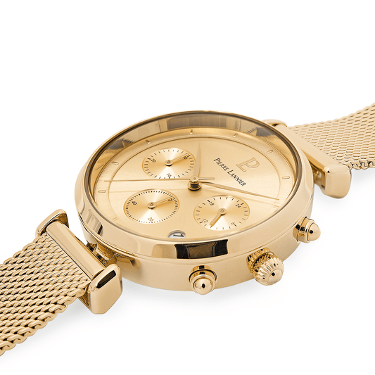 Montre Pierre Lannier Lutecia Chrono Maille milanaise doré - Pierre Lannier - Bijouterie TAMARA