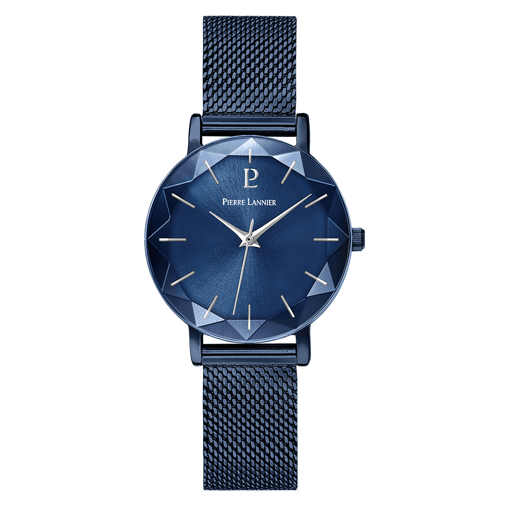 Montre Pierre LANNIER MULTIPLES Acier bleu Maille milanaise bleu - Bijouterie TAMARA