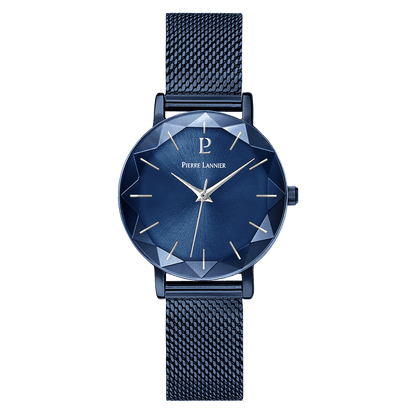Montre Pierre LANNIER MULTIPLES Acier bleu Maille milanaise bleu - Bijouterie TAMARA